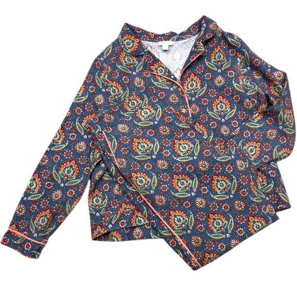 Sundance Blue Floral Paisley Cotton Flannel Pajama Set Size XL Boho Loungewear - Picture 13 of 14